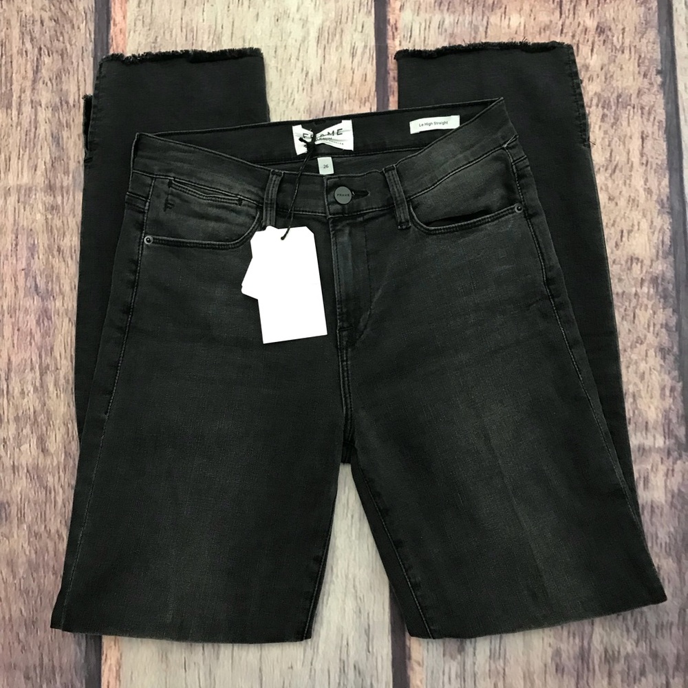 FRAME Le High Waist Straight Black Jeans Size 24